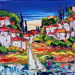 Village Views by Maya - Original Painting on Stretched Canvas sized 16x16 inches. Available from Whitewall Galleries